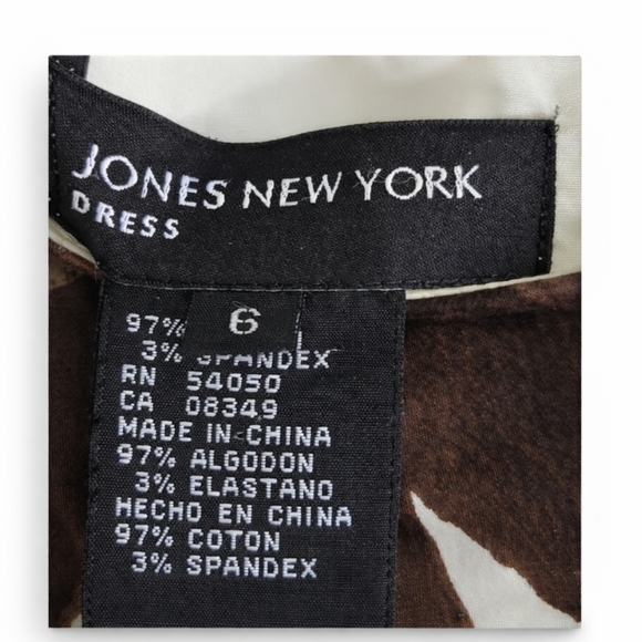 Jones New York | Y2K Sleeveless Floral Sheath Dress Brown White - Picture 5 of 8